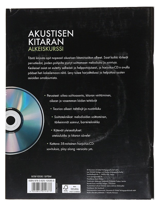 Akustisen kitaran alkeiskurssi : mukana harjoitus-CD - Frank Walter - Musiikki- ja elokuvakirjat - 10105550700 - 1