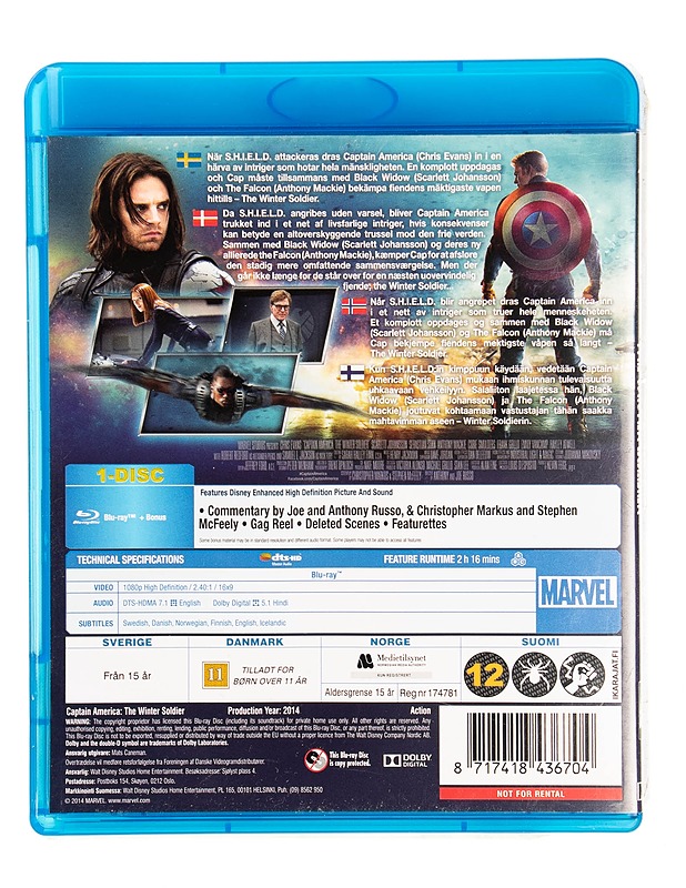 Marvel Studios : Captain America ; The Winter Soldier - Blu-ray - Blu-ray-levyt - 10105550766 - 1
