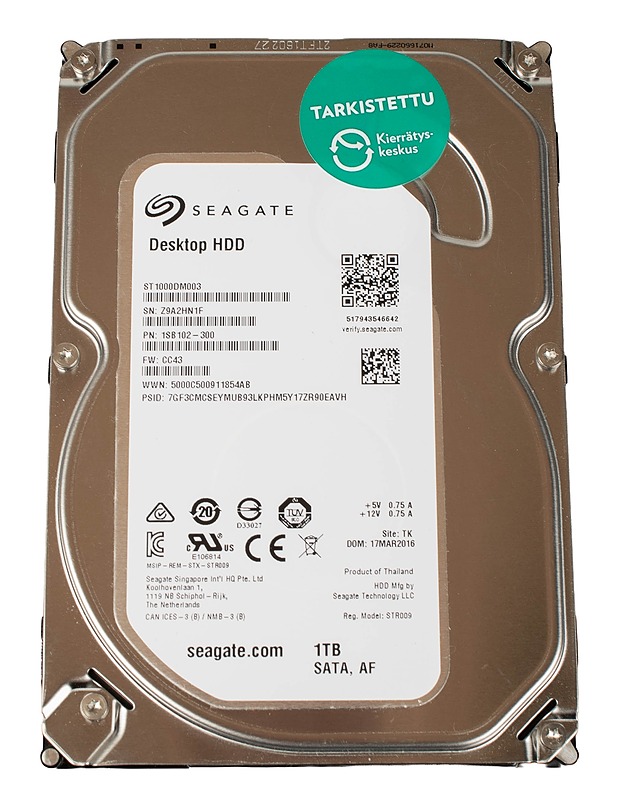 Seagate Desktop HDD ST1000DM003, 1 TB, SATA, AF - Tietokoneet - 10105550873 - 0