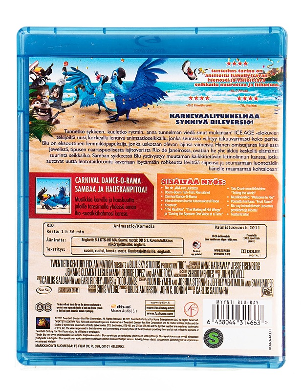 Rio - Blu-ray - Blu-ray-levyt - 10105550971 - 1
