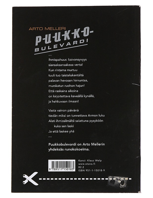 Puukkobulevardi - Arto Melleri - Runot ja näytelmät - 10105551240 - 1
