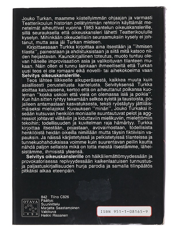Selvitys oikeuskanslerille - Jouko Turkka - Romaanit ja novellit - 10105551335 - 1