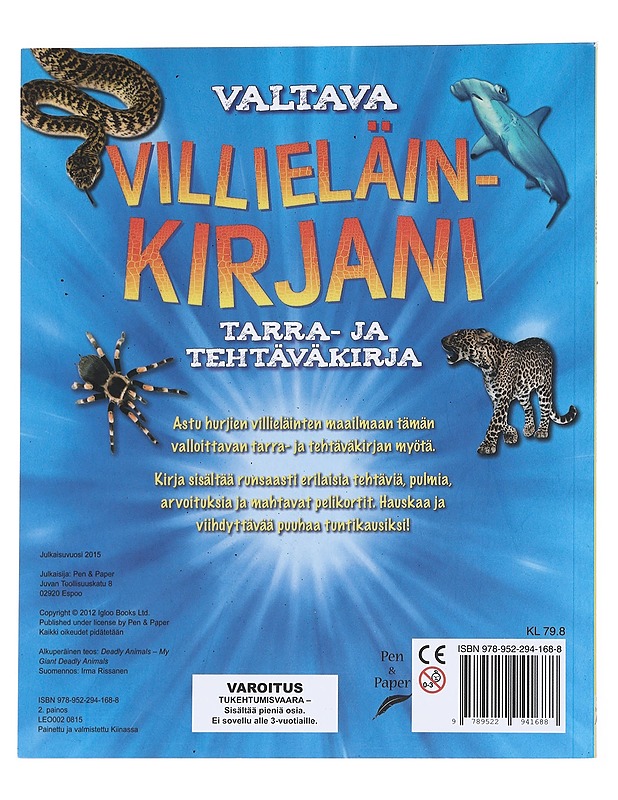 Valtava villieläinkirjani: Tarra- ja tehtäväkirja - Harrastekirjat - 10105551531 - 1