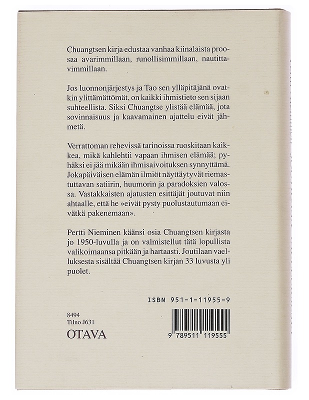 Joutilaan vaelluksesta : Lukuja Chuangtsen kirjasta - Pertti Nieminen - Romaanit ja novellit - 10105551844 - 1