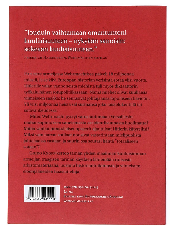 Wehrmacht : Hitlerin armeija - Knopp, Guido - Historiakirjat - 10105551905 - 1