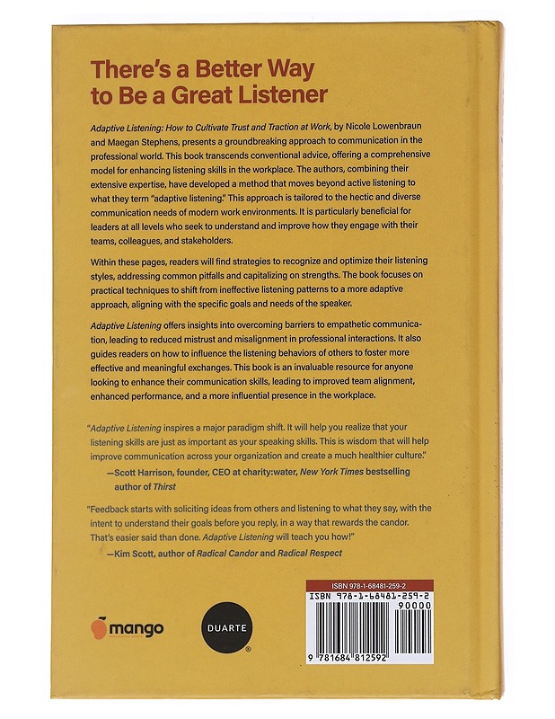 Adaptive listening : how to cultivate trust and traction at work - Lowenbraun, Nicole - Tietokirjat ja oppaat - 10105552016 - 1
