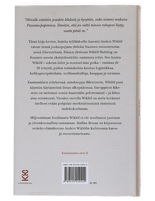 Muurarin pojasta miljonääriksi : Anders Wiklöfin tarina - Bruun, Staffan - Elämäkerrat ja muistelmat - 10105552239 - 1
