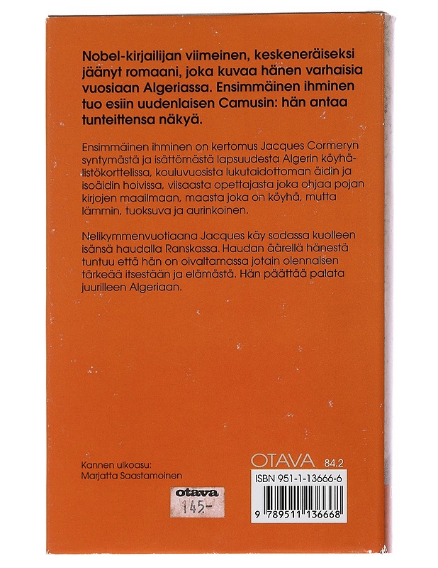 Ensimmäinen ihminen - Camus, Albert - Elämäkerrat ja muistelmat - 10105552298 - 1
