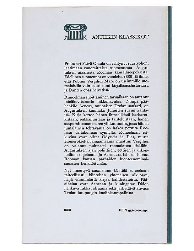 Aeneis : kirjat 1-4 : Aeneas ja Dido - Vergilius Maro, Publius - Tietokirjat ja oppaat - 10105553394 - 1