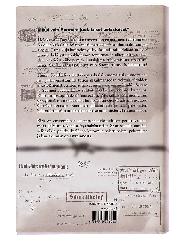 Holokaustilta pelastetut - Hannu Rautkallio - Historiakirjat - 10105553496 - 1