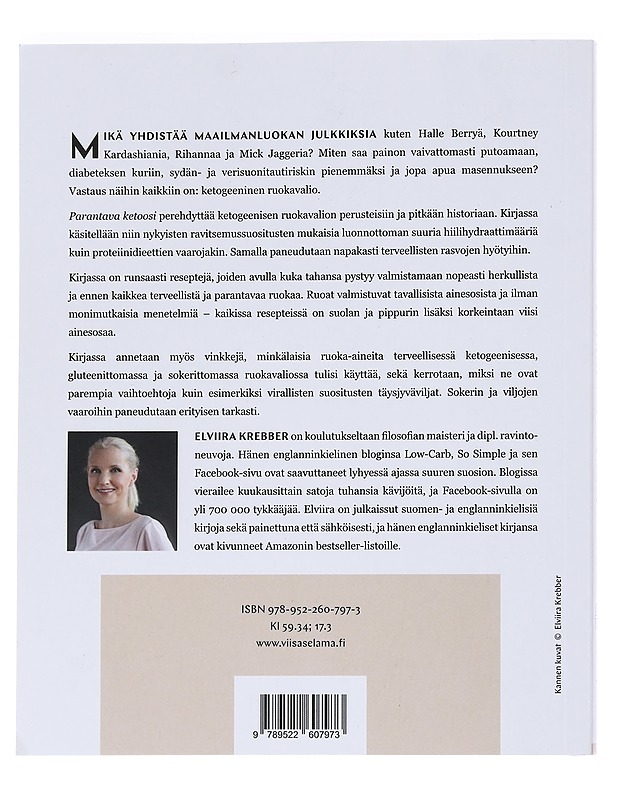 Parantava ketoosi : terveeksi sokerittomalla ja gluteenittomalla ruokavaliolla - Elviira Krebber - Ruokakirjat - 10105553629 - 1