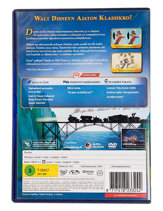 Disney : Dumbo : Juhlajulkaisu - DVD - DVD-elokuvat - 10105553798 - 1