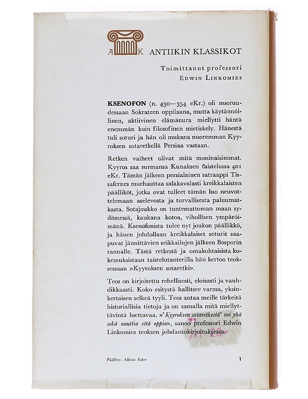 Kyyroksen sotaretki - Ksenofon, Edwin Linkomies - Romaanit ja novellit - 10105554604 - 1