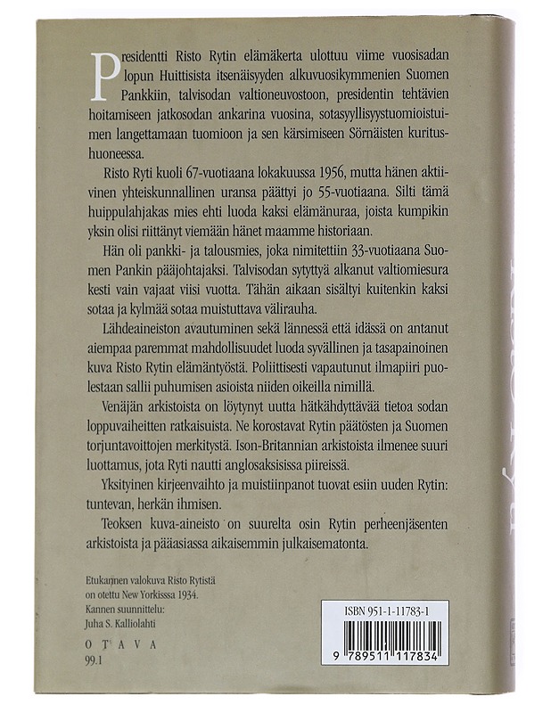 Risto Ryti: Elämä Isänmaan Puolesta -Turtola, Martti - Elämäkerrat ja muistelmat - 10105554677 - 1