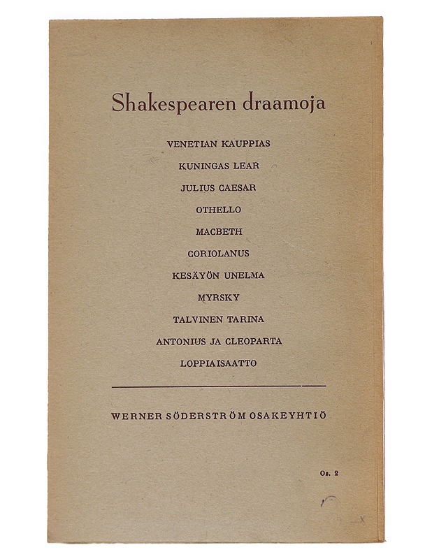 Loppiaisaatto - William Shakespeare - Runot ja näytelmät - 10105554922 - 1