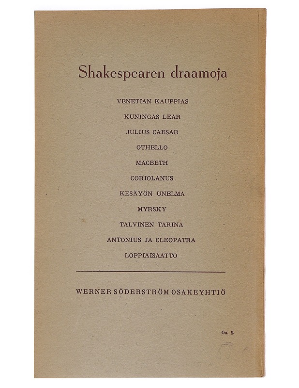 Othello - William Shakespeare - Runot ja näytelmät - 10105554929 - 1