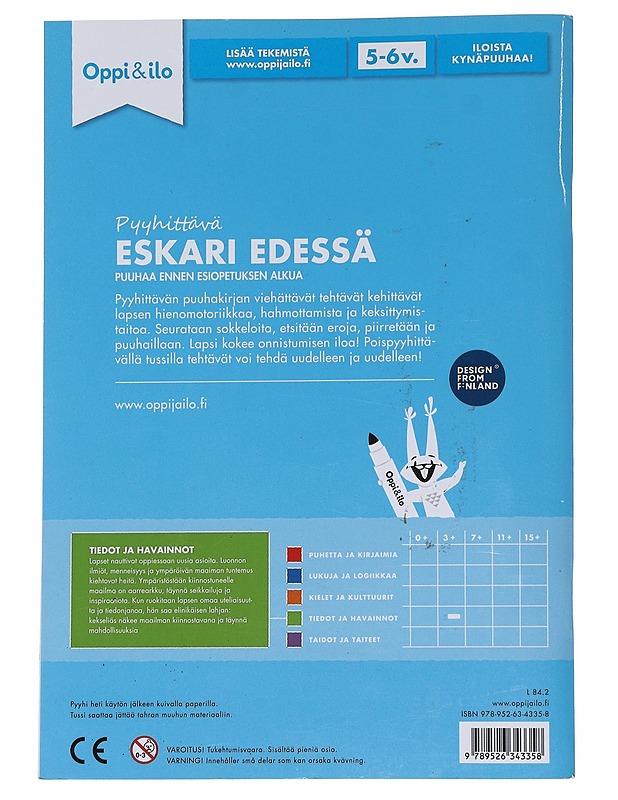 Pyyhittävä Eskari Edessä -puuhakirja 5-6 v : Puuhaa ennen esiopetuksen alkua - Viianen, Johanna - Lastenkirjat - 10105555003 - 1