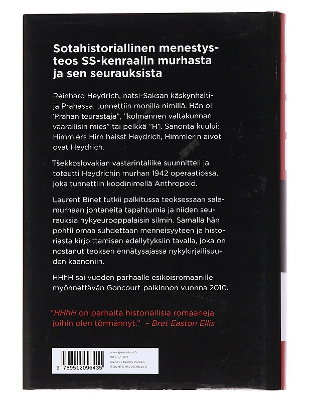 HHhH / Heydrichin salamurhan jäljillä - Binet, Laurent - Historiakirjat - 10105555307 - 1