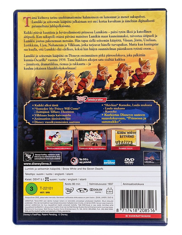 Disney : Lumikki ja seitsemän kääpiöttä - DVD - DVD-elokuvat - 10105555671 - 1