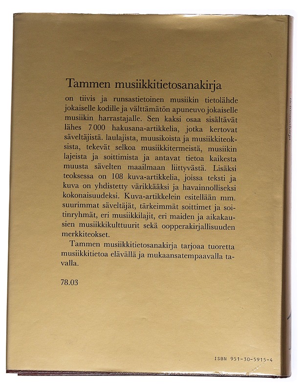 Tammen musiikkitietosanakirja osat 1-2 - Törnblom, Folke H. - Musiikki- ja elokuvakirjat - 10105555843 - 1