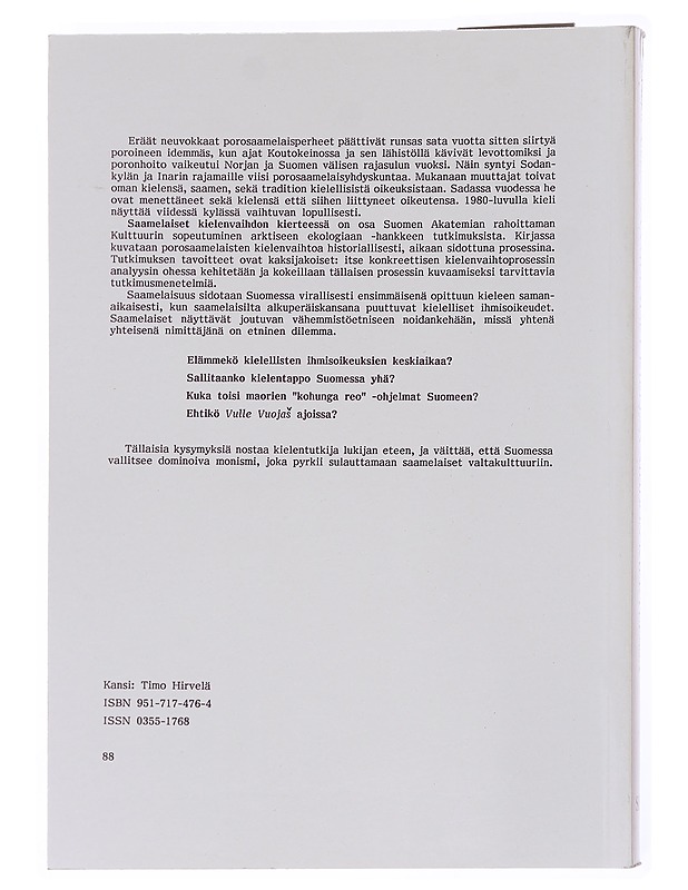 Saamelaiset kielenvaihdon kierteessä : kielisosiologinen tutkimus viiden saamelaiskylän kielenvaihdosta 1910-1980 - Marjut Aikio - Tietokirjat ja oppaat - 10105555869 - 1