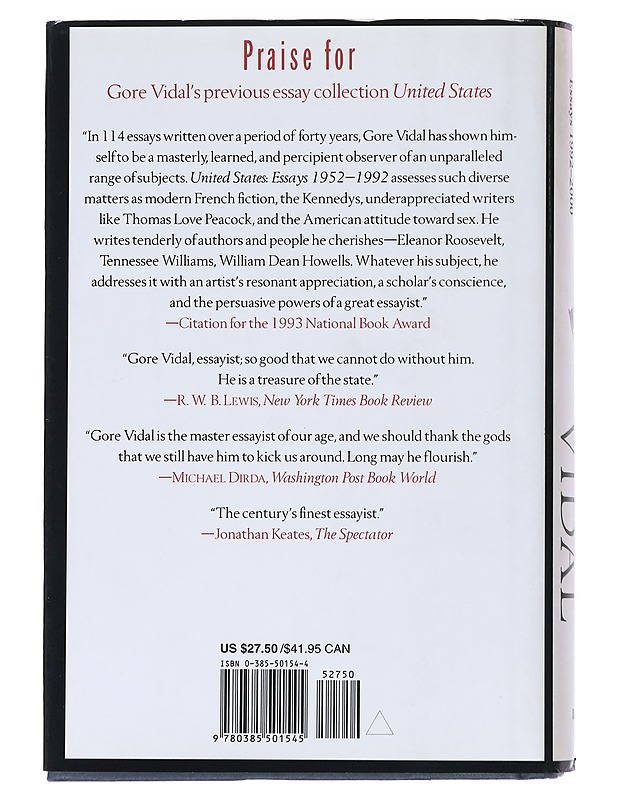 The Last Empire Essays 1992-2000 - Vidal , Gore  - Tietokirjat - 10105555882 - 1
