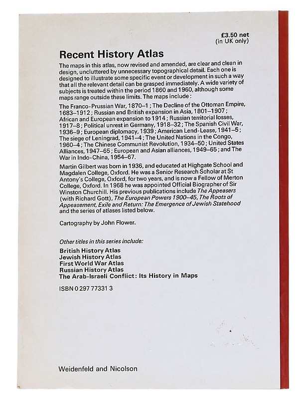 Recent History Atlas 1860 to 1960 - Martin Gilbert - Tietokirjat ja oppaat - 10105556127 - 1