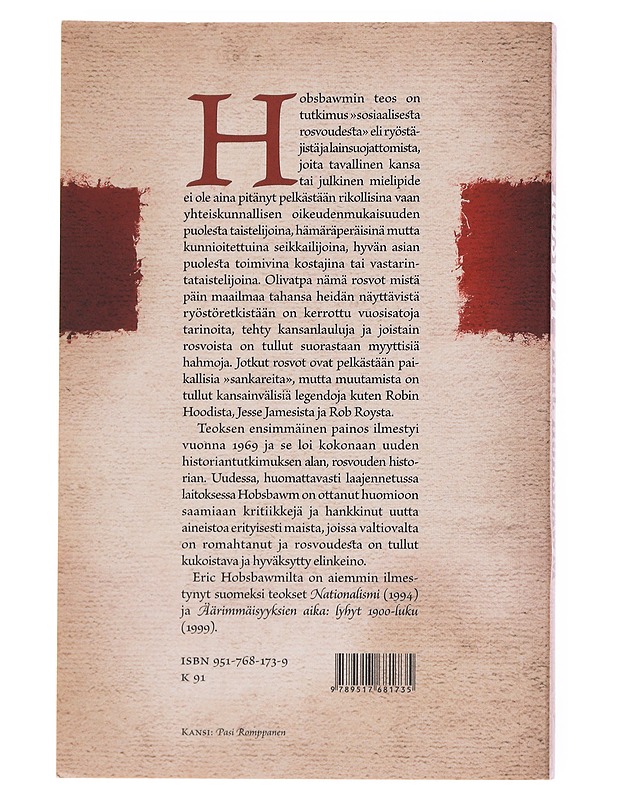 Rosvot - Eric Hobsbawm - Elämäkerrat ja muistelmat - 10105556395 - 1