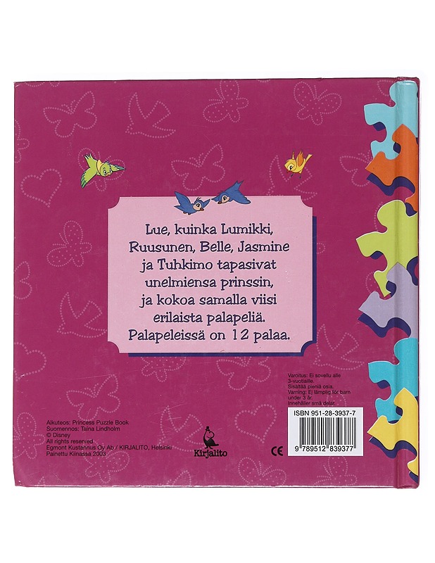 Prinsessat : palapelikirja - Lindholm, Taina - Lastenkirjat - 10105556406 - 1