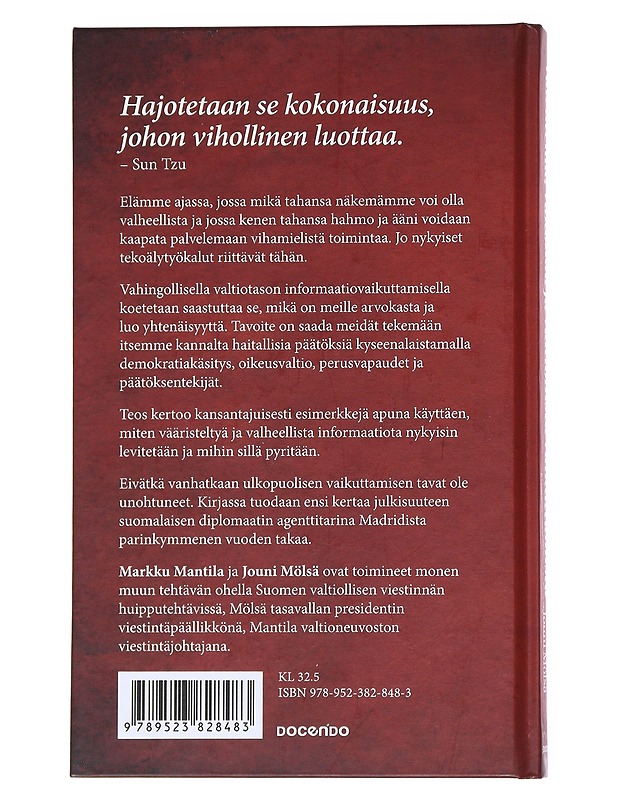 Valehtelua, vakoilua ja valtiollista vaikuttamista- Markku Mantila - Tietokirjat ja oppaat - 10105556590 - 1