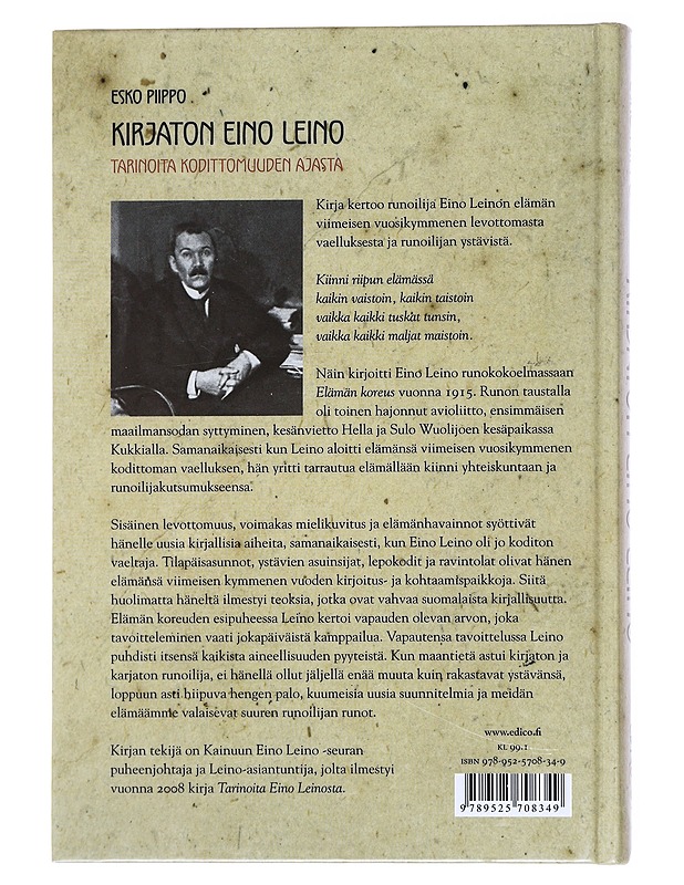 Kirjaton Eino Leino / tarinoita kodittomuuden ajasta - Esko Piippo - Elämäkerrat ja muistelmat - 10105556611 - 1