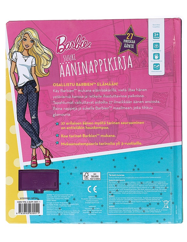 Barbie : suuri ääninappikirja : 27 hauskaa ääntä - Sirpa Vuento - Lastenkirjat - 10105556671 - 1