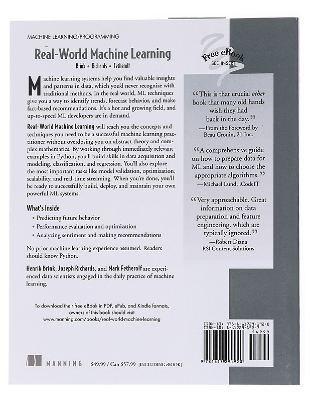 Reald-World Machine Learning -Henrik Brink, Joseph W. Richards, Mark Fetherwolf - Tietokirjat - 10105557035 - 1
