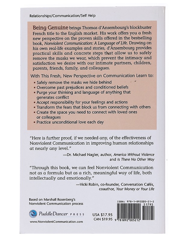 Being Genuine: Stop Being Nice, Start Being Real - Thomas D'Ansembourg - Tietokirjat - 10105557124 - 1