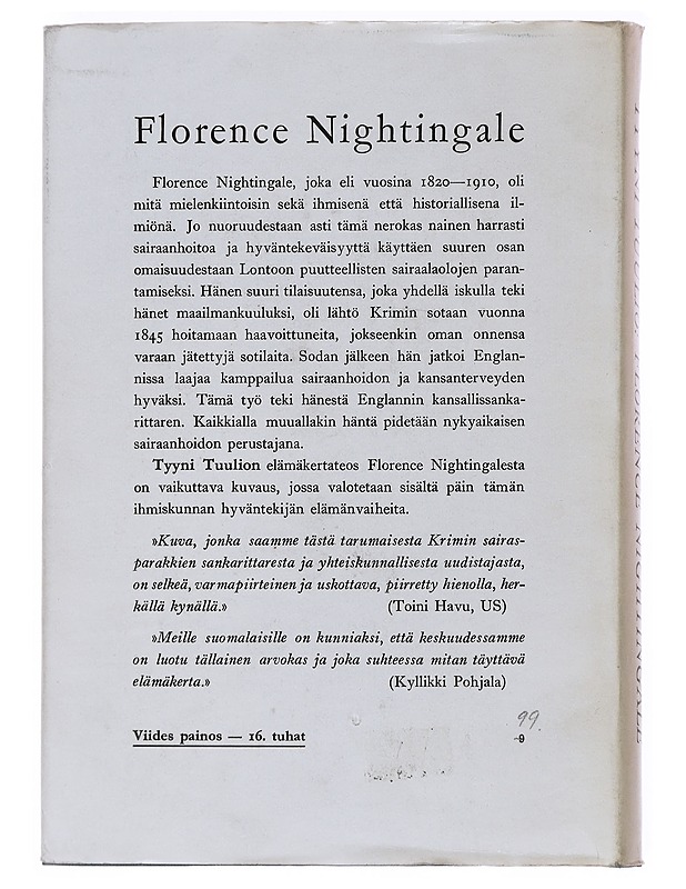 Florence Nightingale - Tyyni Tuulio - Romaanit ja novellit - 10105557276 - 1