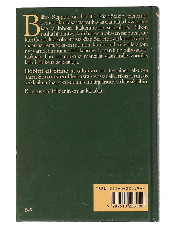 Hobitti, eli, Sinne ja takaisin - Tolkien, J. R. R. - Lastenkirjat - 10105557275 - 1