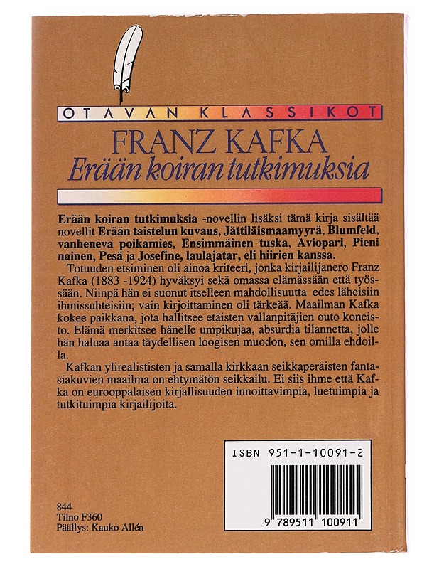 Erään koiran tutkimuksia - Kafka, Franz - Romaanit ja novellit - 10105557906 - 1