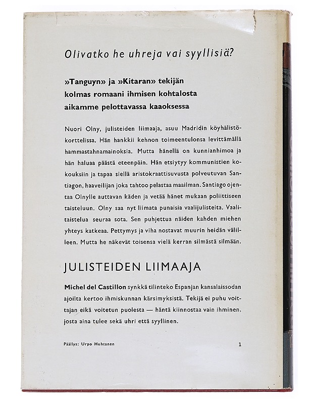 Julisteiden Liimaaja -Michael del Castillo - Romaanit ja novellit - 10105557907 - 1