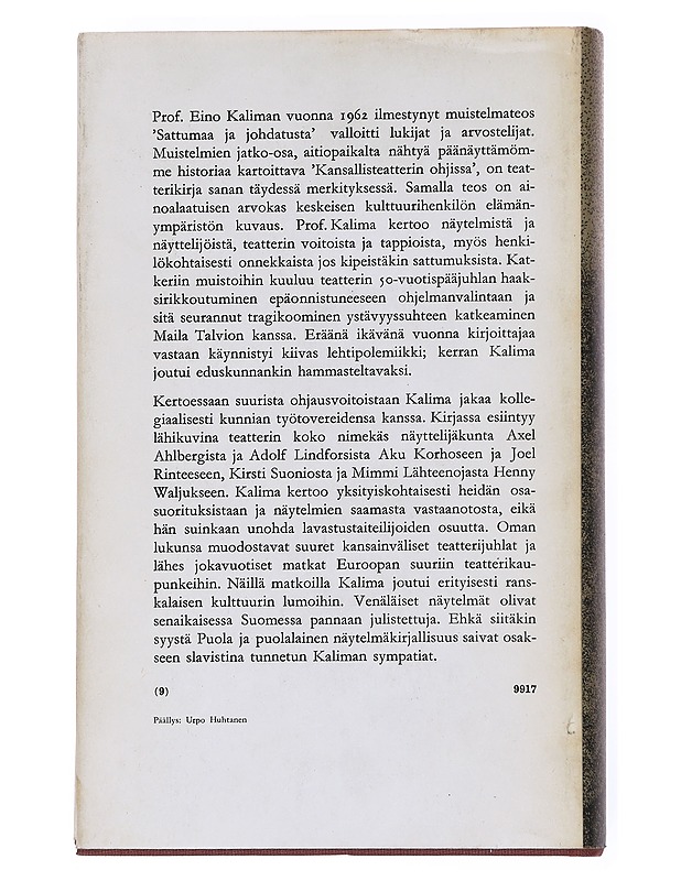 Kansallisteatterin ohjissa muistelmia II - Eino Kalima - Elämäkerrat ja muistelmat - 10105557935 - 1