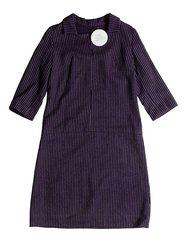 Tummanvioletti raidallinen takkimekko - Mekot ja hameet - 10105558156 - 0