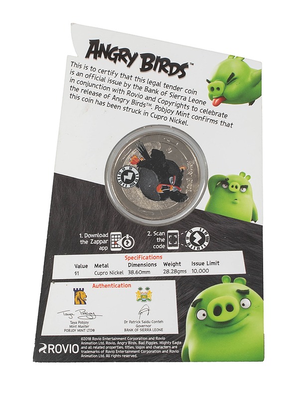 ANGRY BIRDS  Sierra Leonen tasavallan virallinen  2019 juhlaraha - Koriste-esineet - 10105558210 - 1