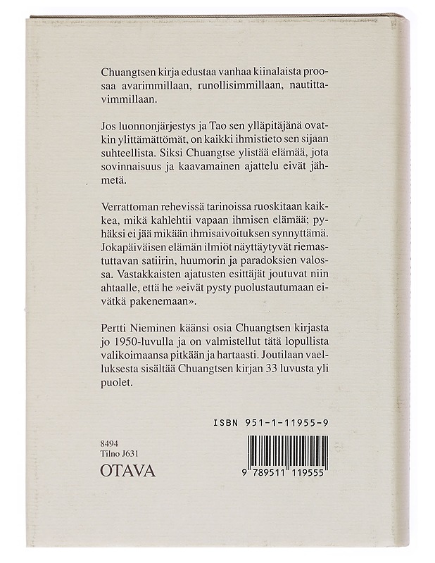 JOUTILAAN VAELLUKSESTA / LUKUJA CHUANGTSEN KIRJASTA - Nieminen, Kai - Romaanit ja novellit - 10105558245 - 1