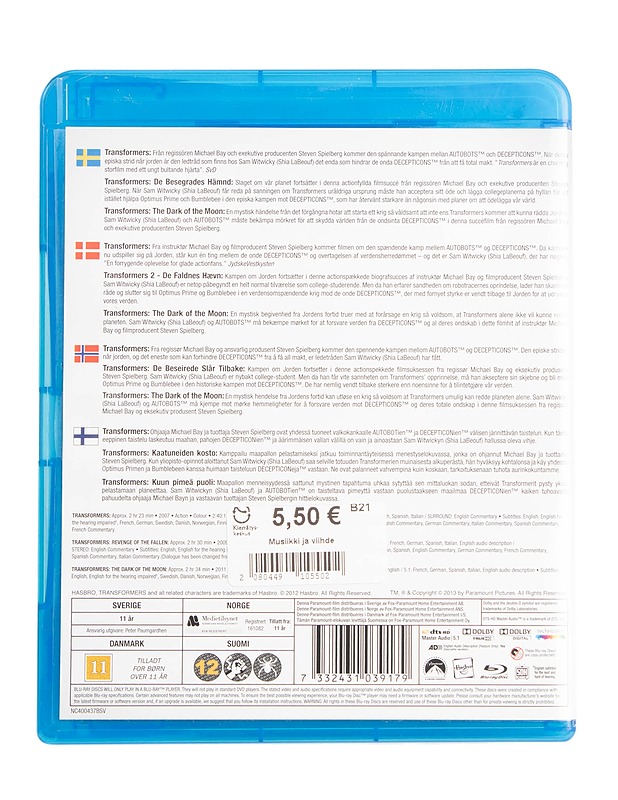 3-Movie set transformers - Blu-ray - Blu-ray-levyt - 10105558539 - 1