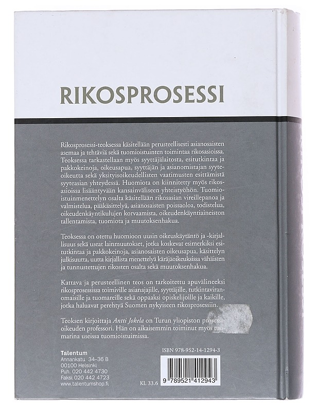 Rikosprosessi - Antti Jokela - Tietokirjat ja oppaat - 10105558684 - 1
