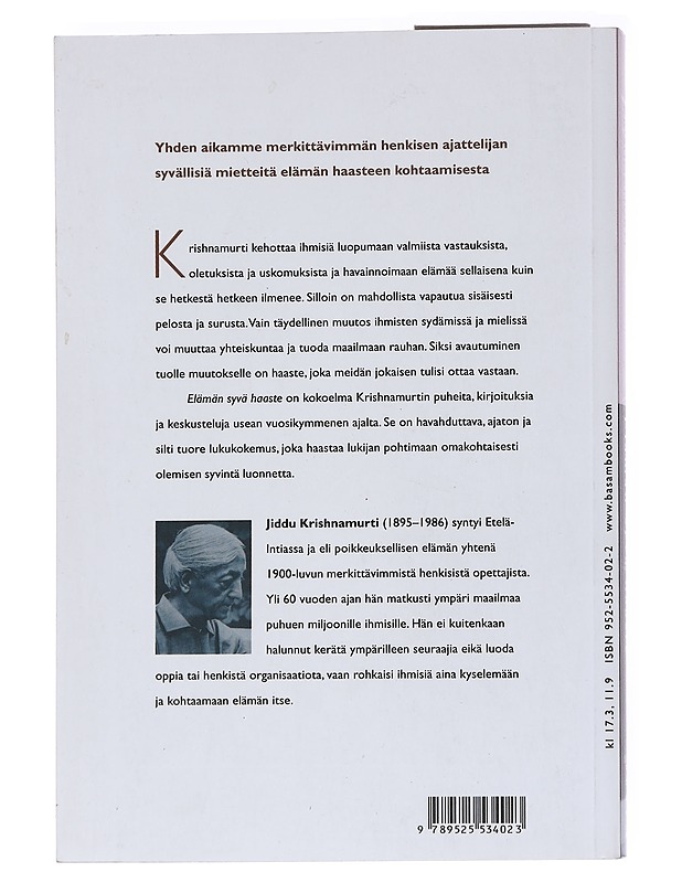 Elämän syvä haaste - Krishnamurti, J. - Kirja lahjaksi - 10105558741 - 1