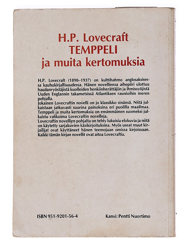 Temppeli ja muita kertomuksia - Lovecraft, H. P. - Fantasia- ja scifi - 10105558797 - 1