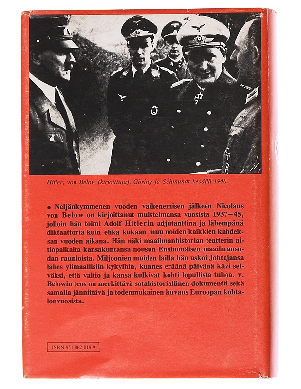 Hitlerin adjutanttina 1937-1945 - Below - Elämäkerrat ja muistelmat - 10105558851 - 1