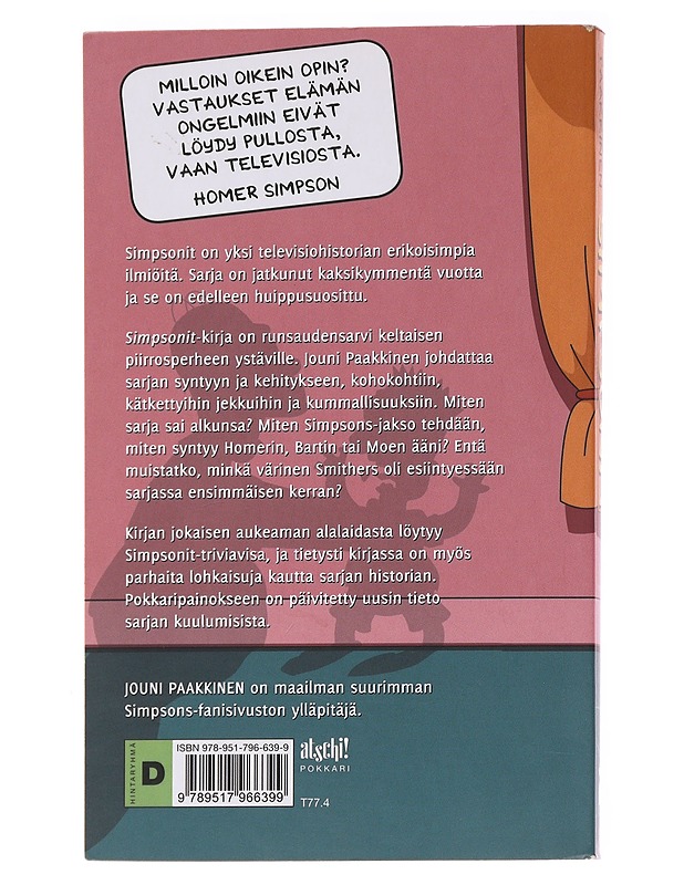 Simpsonit / keltaisen perheen kaksi vuosikymmentä - Paakkinen, Jouni  - Nuorten kirjat - 10105558908 - 1