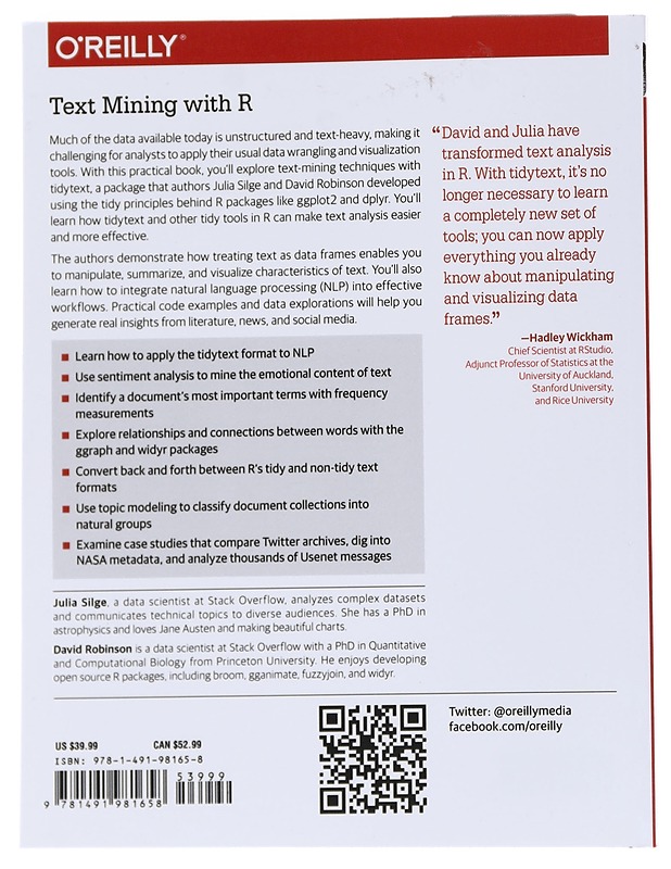 Text Mining with R : a tidy approach - Silge, Julia - Tietokirjat ja oppaat - 10105559058 - 1