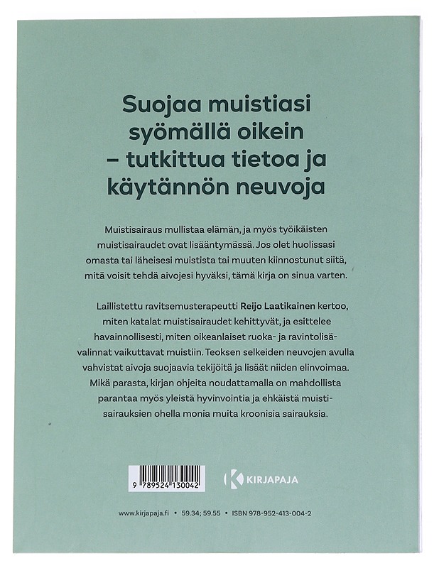 Parasta ruokaa aivoille : ravinto muistisairauksien ehkäisijänä - Reijo Laatikainen - Tietokirjat ja oppaat - 10105559218 - 1